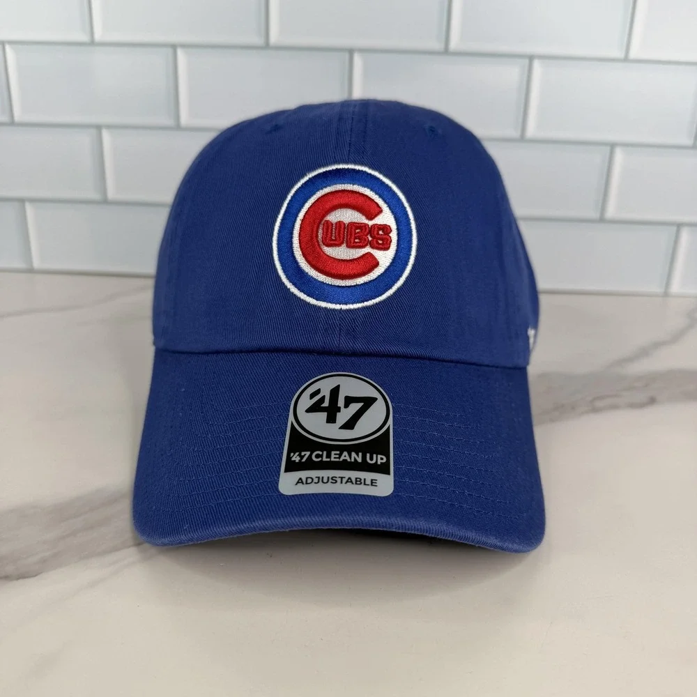 Chicago Cubs Hat Cap Strap Back Mens One Size Blue MLB Baseball Dad 47 Clean Up